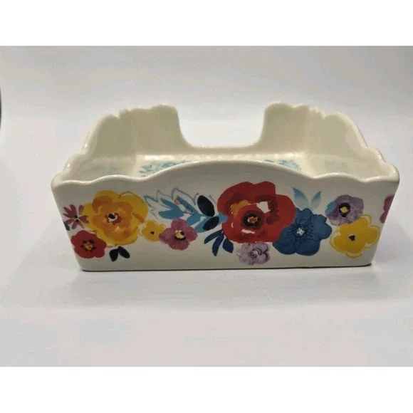 Pioneer Woman Flea Market Floral Collection Ceramic Napkin Tray Farmhouse EUC - Picture 5 of 8